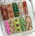 Abstract 3D Press On Nails: Handmade Artistic Festival Nail Art