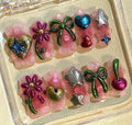 Y2K 3D Jelly Heart Press On Nails: Kawaii Pink Bow, Star & Cherry Charms