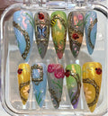 Fairy Garden Press On Nails | 3D Butterfly Ladybug Flower Art Set