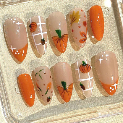Pumpkin Spice Press On Nails: Autumn Nail Art Set