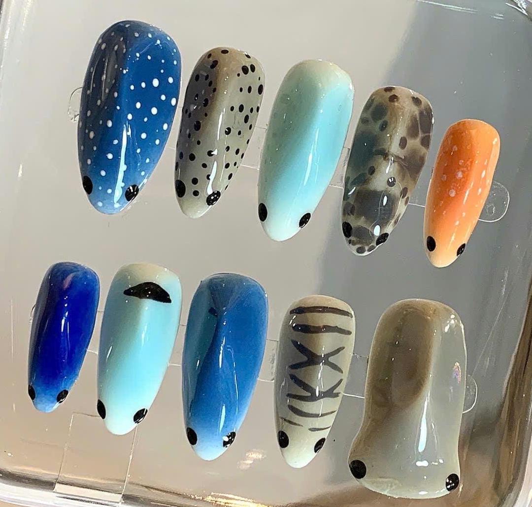 Shark Press On Nails | Ocean Animal Nail Art, Handmade