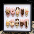 Kawaii Dessert Press On Nails | 3D Sweet Cat Almond Nails | Kitty Pastry Fake Nails | Handmade 3D Art Nails | Cute Y2K Coquette Nails