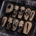 Halloween Skull Press On Nails: Gothic Horror Handprint Nail Art