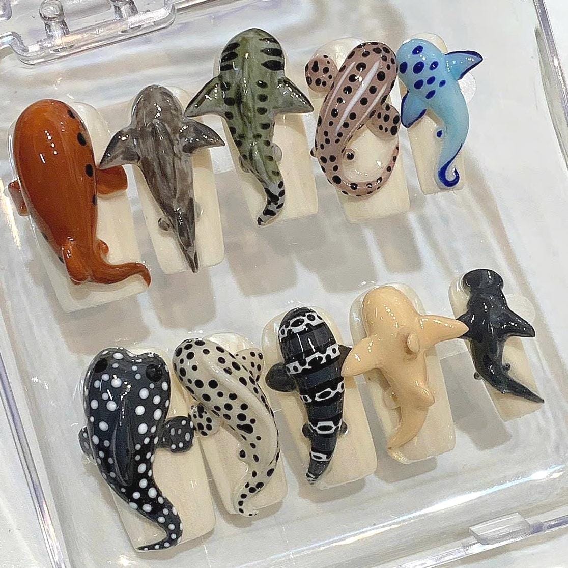 3D Ocean Animal Press On Nails: Handmade Kawaii Sea Creature Nail Art