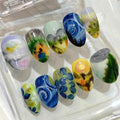Van Gogh Starry Night Press On Nails: Hand-Painted Art False Nails