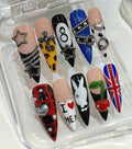 Handmade Punk Rock Press On Nails: 3D Nail Art