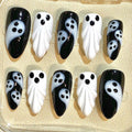 Halloween Ghost Press On Nails: 3D Black and White False Nails