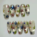3D Cat Eye Star Press On Nails, Colorful Chrome Nail Art, Party Festival Nails, Handmade Nails