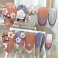 3D Floral Press On Nails | Pink & Purple Spring Manicure