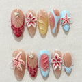 3D Beach Nails Starfish Design, Summer Press On Nails, Handmade Ocean Theme Nails