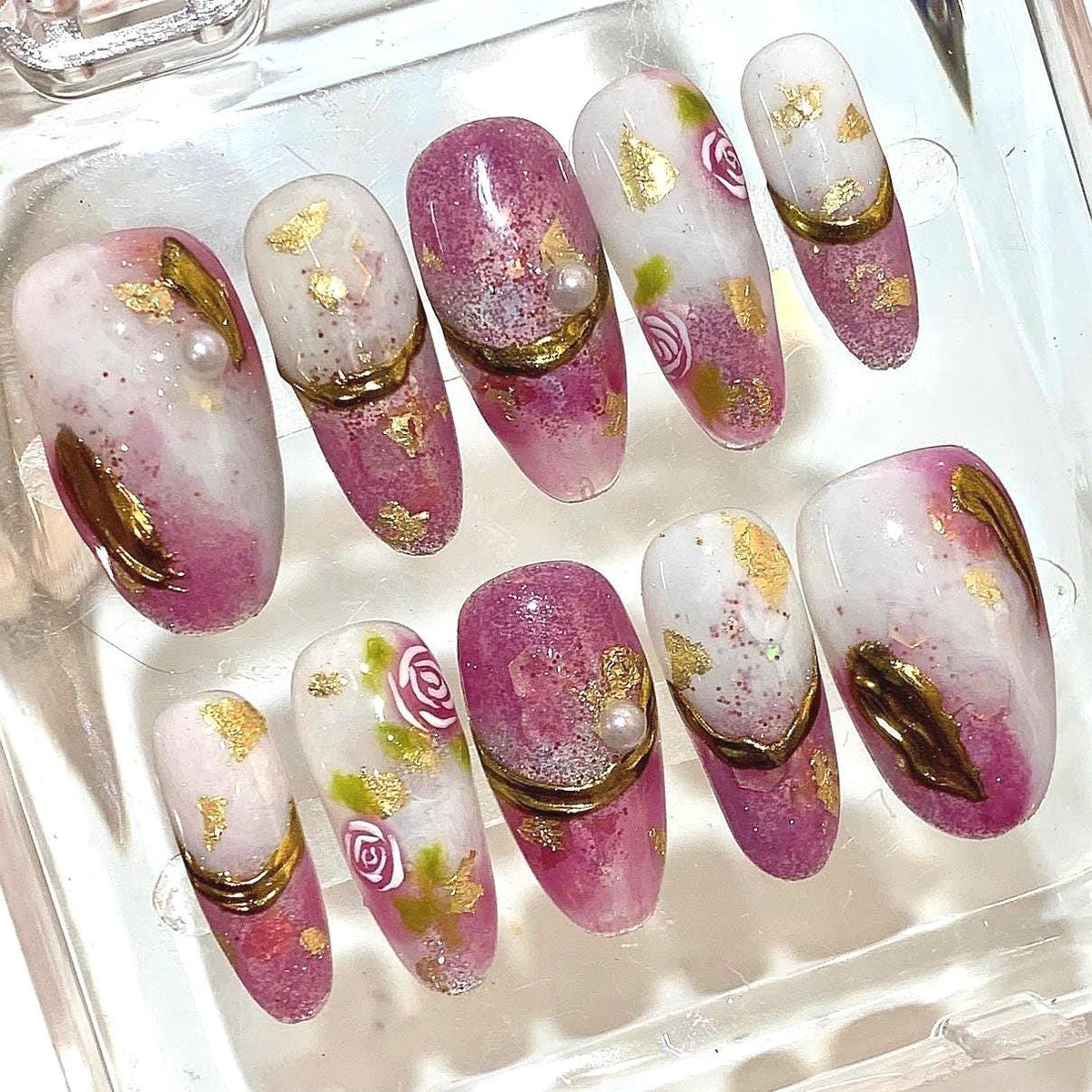 Purple Gold Rose Nails | Luxury Press On Nails