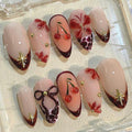 Cherry Bow Press On Nails | Elegant 3D Red Nail Art Set