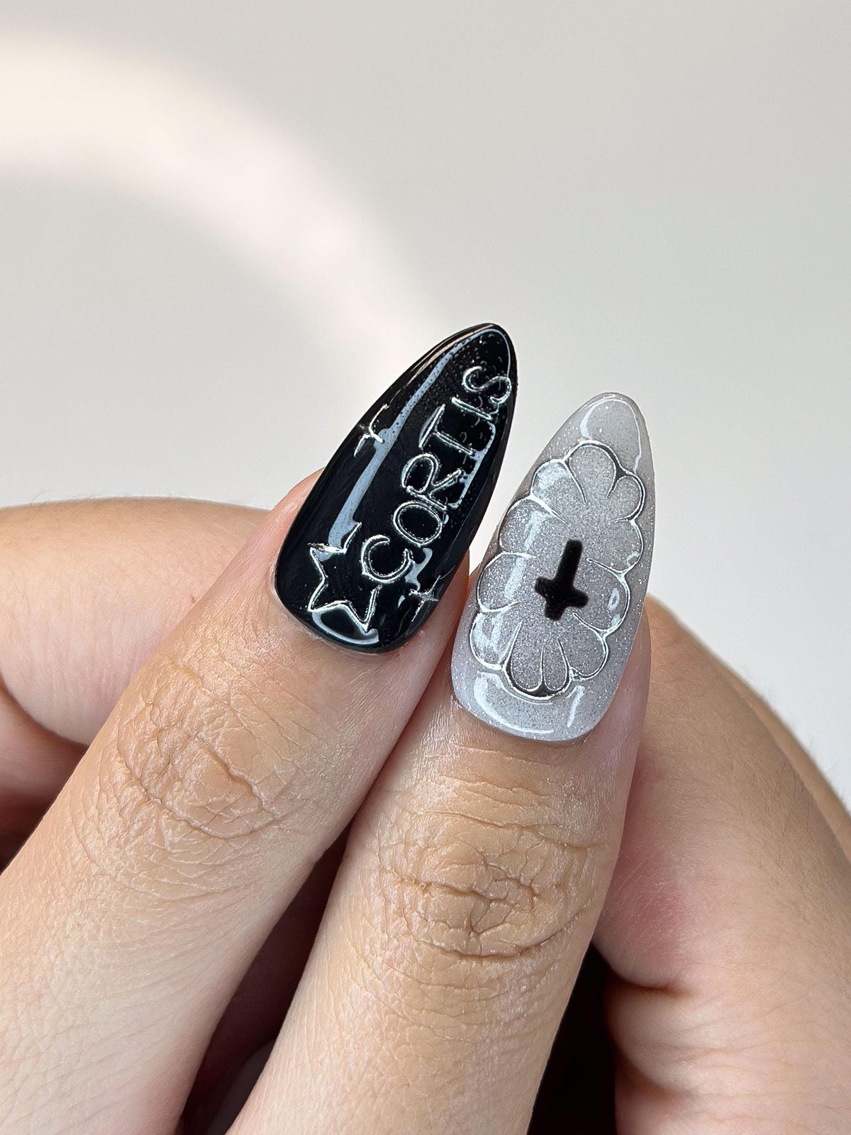 K-Pop Inspired Idol Press-On Nails | Fan Collectible Edition | Luxury 3D Star & Chrome Stiletto Art | Y2K Cyberpunk Aesthetic | JB380IC