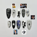 K-Pop Inspired Idol Press-On Nails | Fan Collectible Edition | Luxury 3D Star & Chrome Stiletto Art | Y2K Cyberpunk Aesthetic | JB380IC