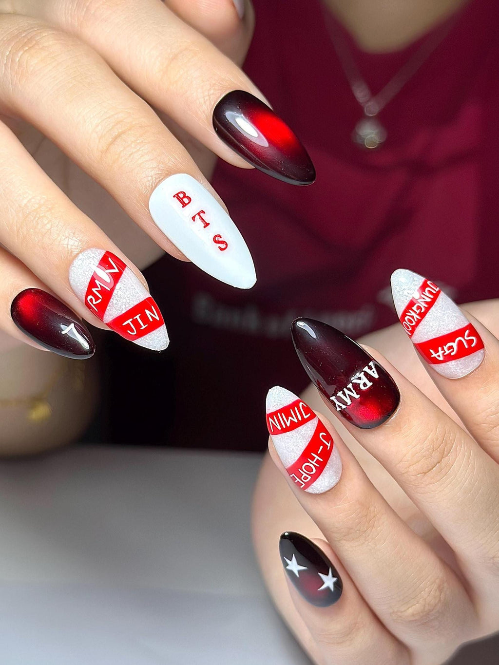 Kpop Concert Press On Nails | Pop Idol Inspired Nail Art | Glossy Stage Aesthetic Nails | Edgy Music Fan Press Ons | Handmade Nails| JB385HK