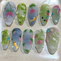 Hand-Painted Koi Pond Press On Nails: 3D Water Bubble Nail Art