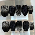 Black Lace Ombre Press On Nails | Gothic Witchy False Nail Art