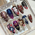 Sakura Cherry Blossom Bunny Press On Nails, 3D Kawaii Japanese Nail Art
