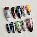 Demon Anime Press On Nails, Japanese Manga Inspired Nails, Hand Painted Character Nails, Otaku Nail Art