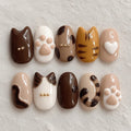 Kawaii Cat Press On Nails, Paw Print Nails, 3D Kitty Nails, Cute Animal Nails, Handmade Gel Press On Set