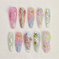 Fairycore Mermaid Press on Nails, 3D Seashell Pearl Ocean Art
