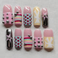 Y2K Star Press On Nails, Retro Polka Dot Studded Nail Set
