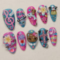 Y2K Kawaii Press On Nails, Tropical Dolphin Summer Nail Set
