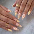 Soft Yellow Summer Press On Nails, Luxury Polka Dot and Lace Designs