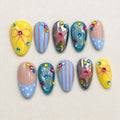 Pastel Carnival Press On Nails, Pastel Summer Beach Nail Set