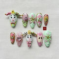 Harlequin Press On Nails, Pastel Clowncore Nail Set