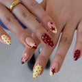 Vintage Y2K Star Press On Nails: Red Yellow Polka Dot Nail Set