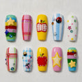 Retro Kawaii Press On Nails, Apple Star Fairy Kei Nail Set