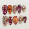 3D Lily Flower Press On Nails, Fairycore Kawaii Jelly Nail Set