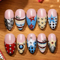 Retro Pop Press On Nails, Y2K Star Stud Chrome Nail Set