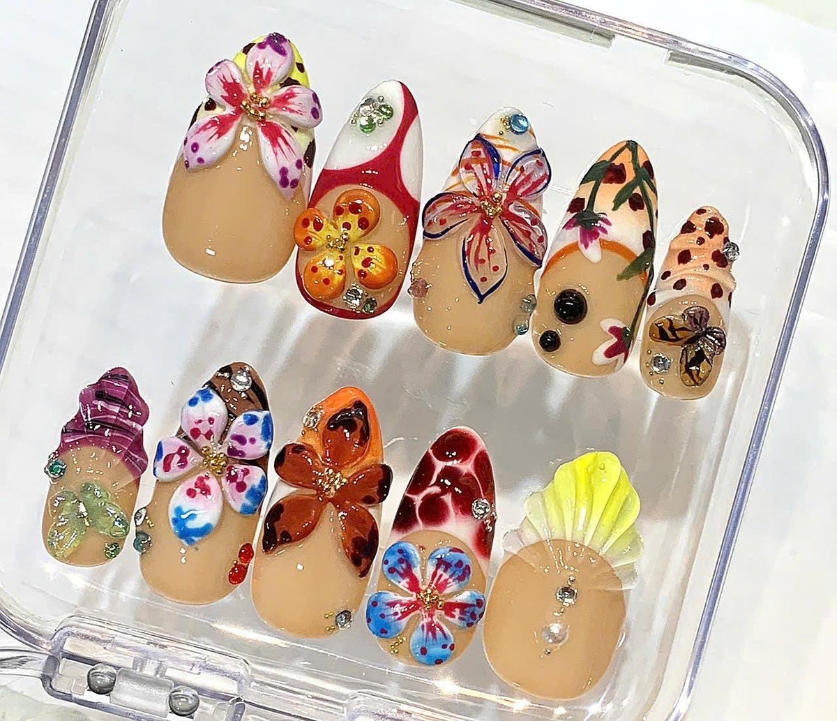 Butterfly Floral Press On Nails | 3D Garden Artistry Set