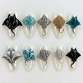 3D Stingray Press On Nails, Pearl Ocean Nail Set, Manta Ray Sea Life Nails, Coastal Handmade Summer Nails