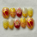 Lemon Summer Press On Nails, Citrus Flower Vacation Nail Set