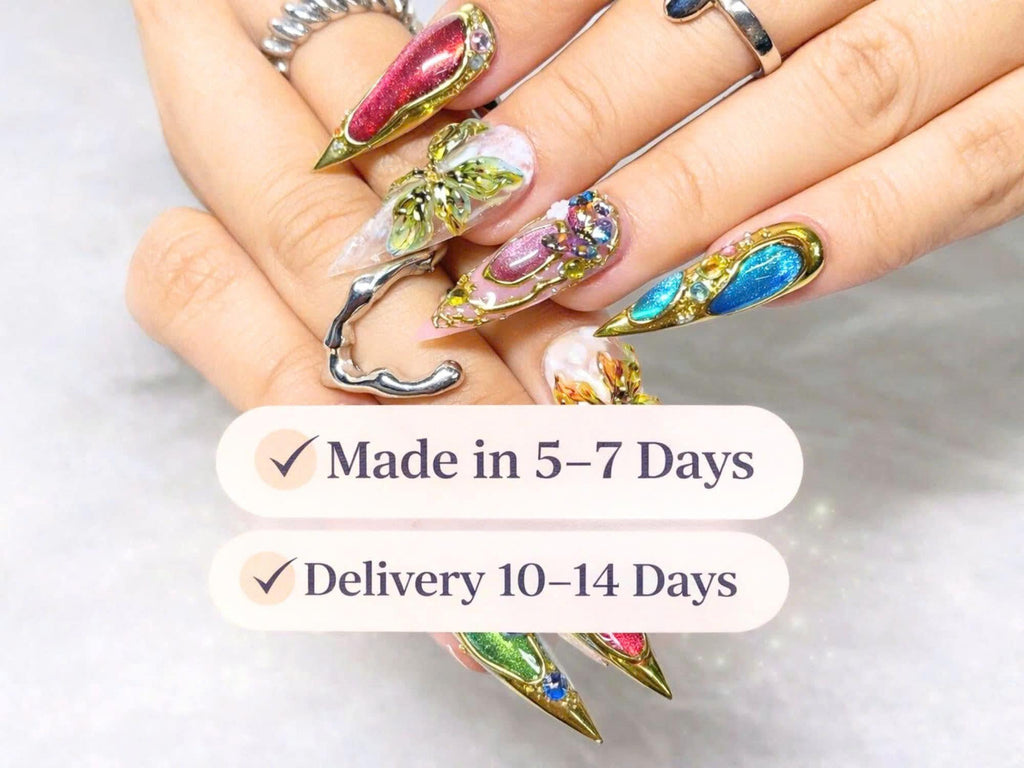 Fall Flower Press On Nails Medium Almond, Handmade Gel Burgundy Orange Floral Nail Set