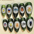Insect Press On Nails: Beetle, Bee, Dragonfly, Ladybug Nail Art