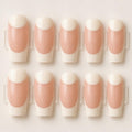 Milky White French Tip Press On Nails, Classic Nude Nail Art, Minimalist Nails