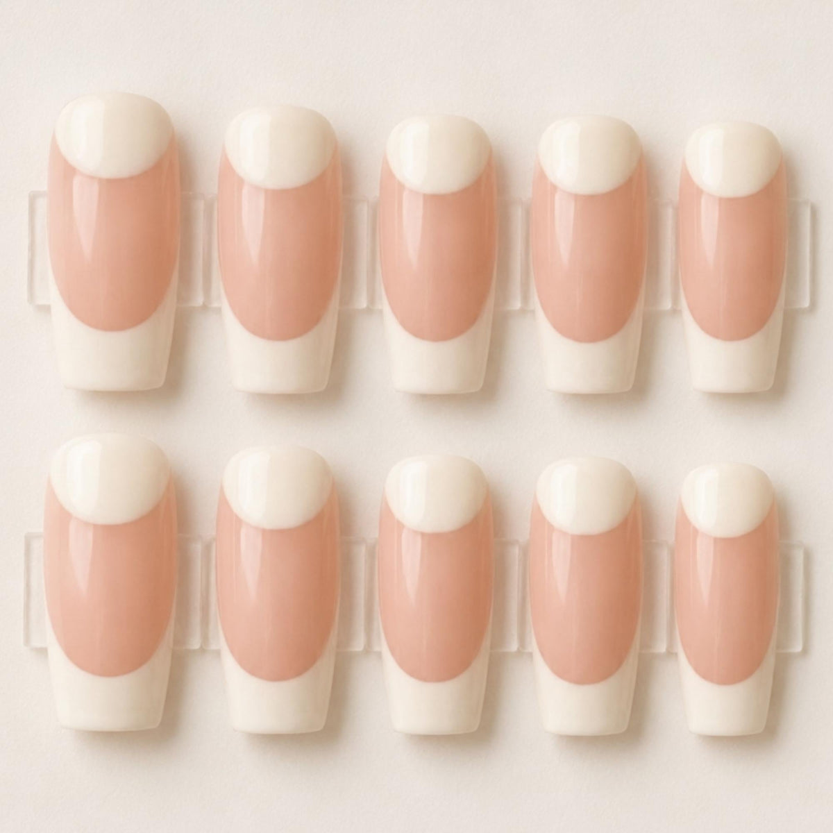 Milky White French Tip Press On Nails, Classic Nude Nail Art, Minimalist Nails