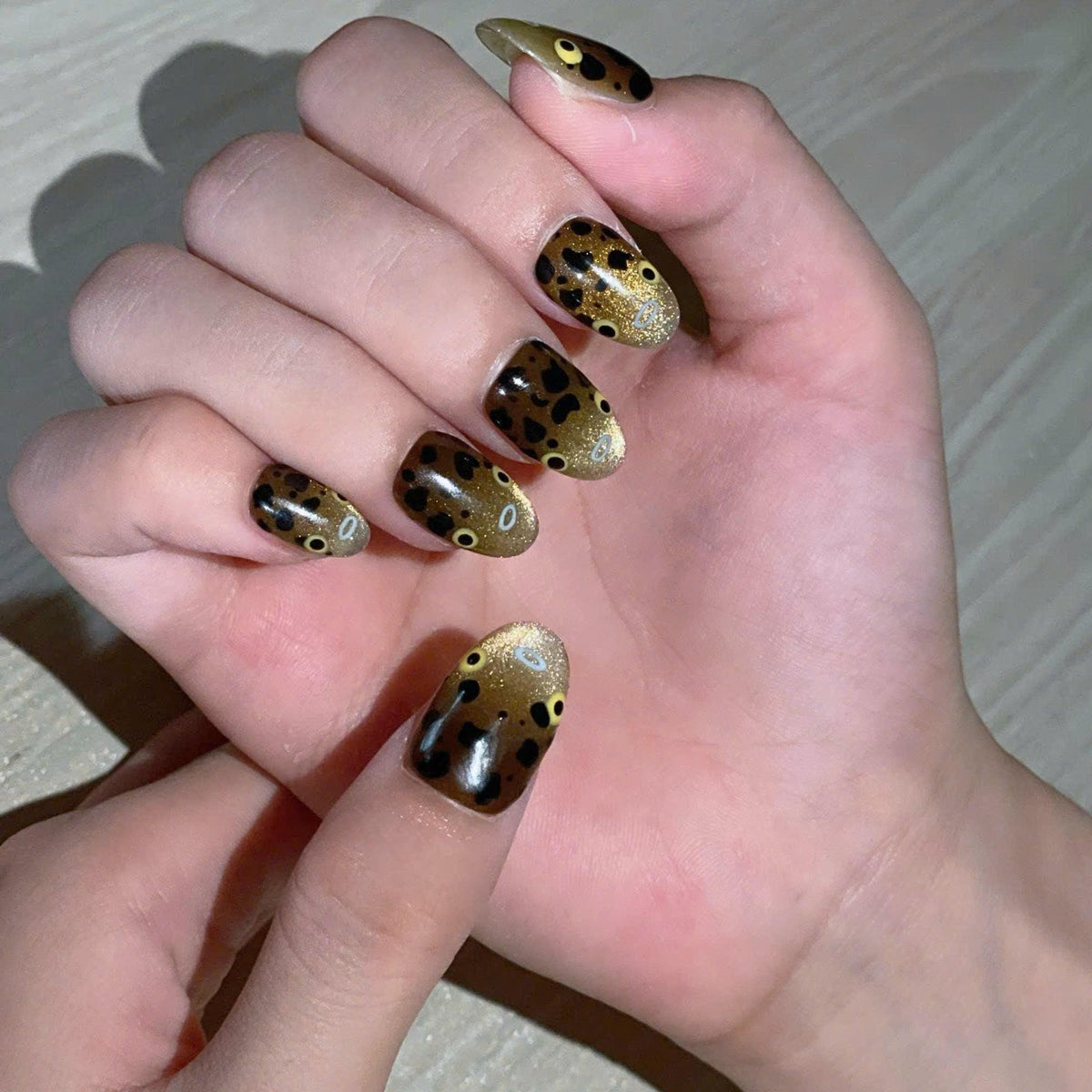 Pufferfish Press On Nails | Cute Ocean Nail Set | Gold Cat Eye Sea Life Nails | Japanese Kawaii Handmade Gel Press On Nails | JC449UC
