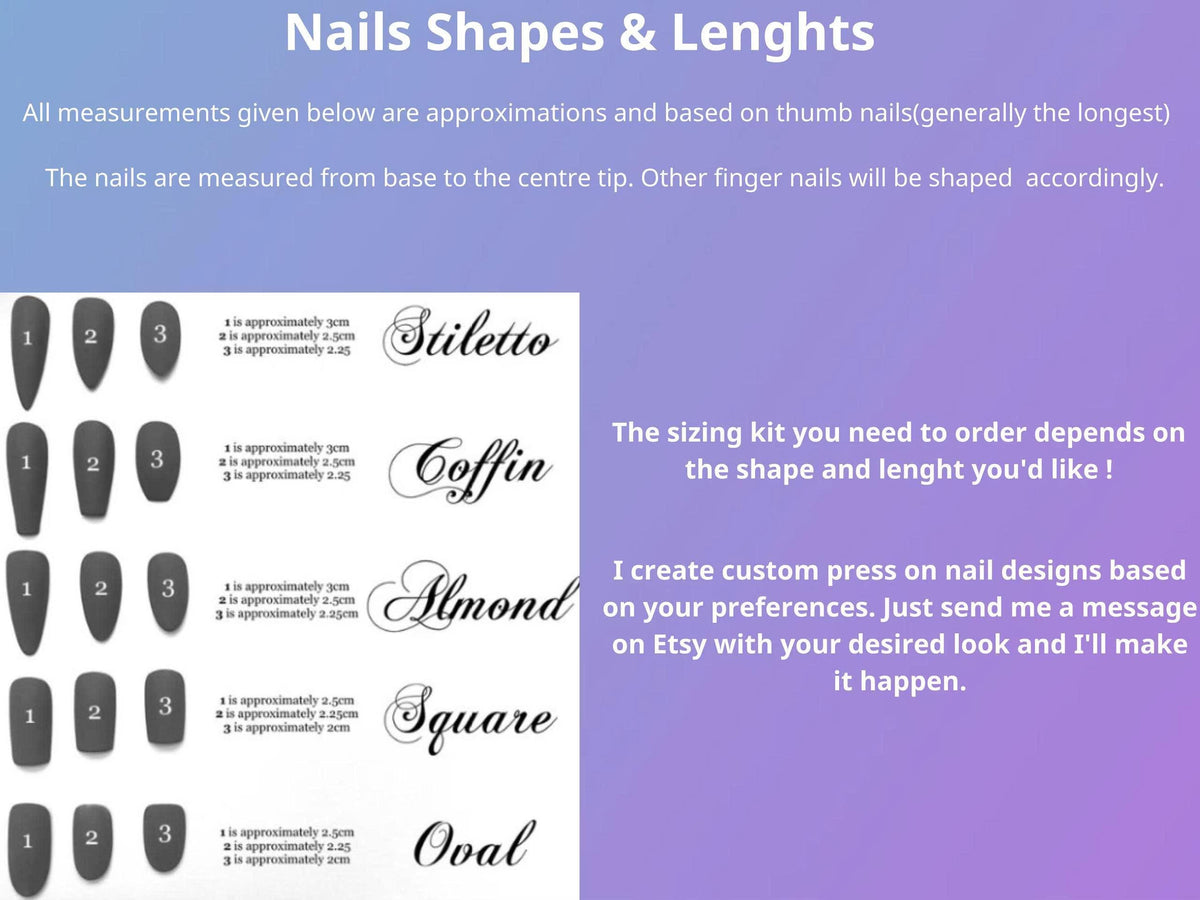 Kpop Press On Nails with Purple Aura & Silver Charms | 7 Member Inspired Chrome Nails | Korean Pop Concert Nails for Fan Gift | JB495UC