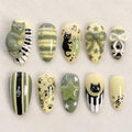 3D Cat Piano Press On Nails, Kawaii Music Note Nails, Sage Green Handmade Nails, Music Lover Gift
