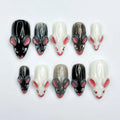 Cute Woodland Animal Press On Nails, Kawaii Forest Nails, Handmade 3D Animal Nail Set, Glossy Black White Nails, JB461UC