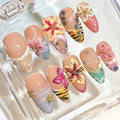 3D Flower Press On Nails | Tropical Mix Nail Set | Luxury Handmade Nails