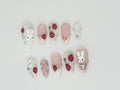 Kawaii Bunny & Strawberry Press On Nails - 3D Handmade Cute Nail Art - Y2K Aesthetic - JC664DC