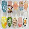 Tropical 3D Press On Nails – Fruit, Animal, Summer Beach Designs (Handmade)