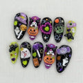3D Spooky Halloween Press On Nails, Cute Ghost Alien Pumpkin Nails, Black Creepy Nail Set