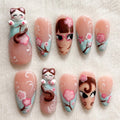 Sakura Cat Press On Nails, Kawaii Japanese Anime Nails, Handmade Fake Nails